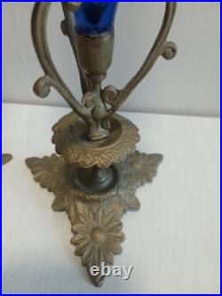 Paire De Grands Vases Cornets, Art Nouveau Vers 1900, Cristal
