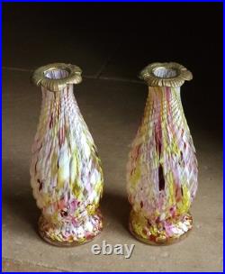 Paire De Vase 1900 Clichy Legras Murano Partie Supérieure Laiton Napoleon