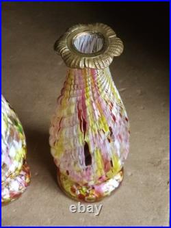 Paire De Vase 1900 Clichy Legras Murano Partie Supérieure Laiton Napoleon
