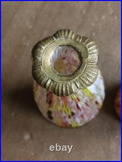 Paire De Vase 1900 Clichy Legras Murano Partie Supérieure Laiton Napoleon