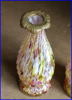 Paire De Vase 1900 Clichy Legras Murano Partie Supérieure Laiton Napoleon