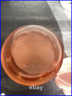 Paire De Vase (2) Verre Pressé Moulé Dépoli Rose Art Déco Circa 1930 Espaivet Paire De Vase (2) Verre Pressé Moulé Dépoli Rose Art Déco Circa 1930 Espaivet