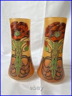 Paire De Vases À Décor Émaillée Par François Théodore Legras Non Signée