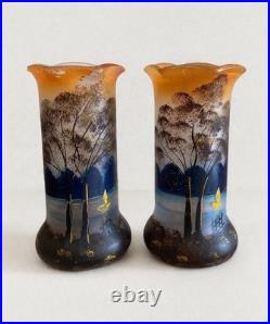 Paire De Vases Art Nouveau En Verre