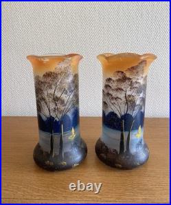 Paire De Vases Art Nouveau En Verre