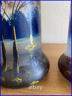 Paire De Vases Art Nouveau En Verre