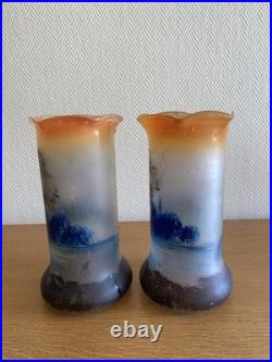 Paire De Vases Art Nouveau En Verre