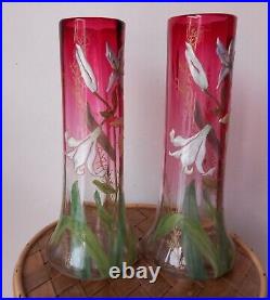 Paire De Vases Legras Modèle Lamartine Decor De Lys Tbe