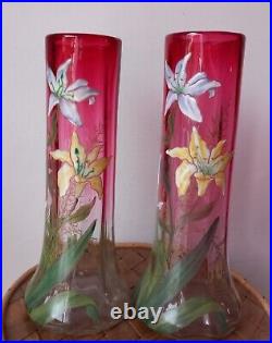 Paire De Vases Legras Modèle Lamartine Decor De Lys Tbe