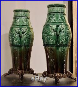 Paire De Vases Théodore Deck Pair Of Oriental Vases Ormolu-mounted Circa 1870