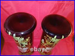 Paire (Fausse) De Vases Émaillé LEGRAS Décor Floral Art Nouveau