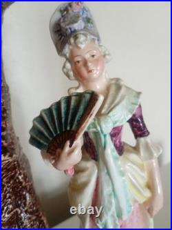 Paire Soliflore ancien Scène de genre romantique dans le goût du XVIIIe