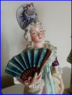 Paire Soliflore ancien Scène de genre romantique dans le goût du XVIIIe