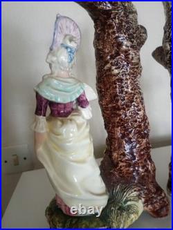 Paire Soliflore ancien Scène de genre romantique dans le goût du XVIIIe