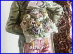 Paire Soliflore ancien Scène de genre romantique dans le goût du XVIIIe