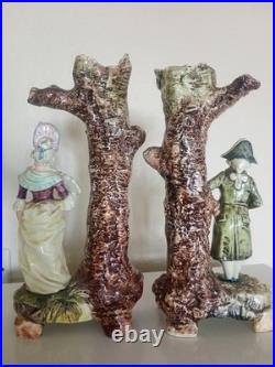 Paire Soliflore ancien Scène de genre romantique dans le goût du XVIIIe