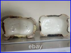 Paire Soliflore ancien Scène de genre romantique dans le goût du XVIIIe