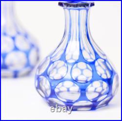 Paire VASE cristal MILLEFIORI bleu dlg Baccarat design moderne vintage Paire VASE cristal MILLEFIORI bleu dlg Baccarat design moderne vintage