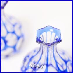 Paire VASE cristal MILLEFIORI bleu dlg Baccarat design moderne vintage Paire VASE cristal MILLEFIORI bleu dlg Baccarat design moderne vintage