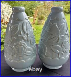 Paire Vases Saint Clément Art Déco 32 Cm