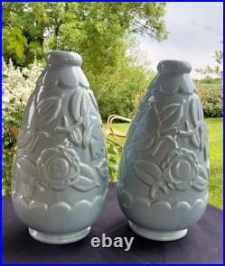 Paire Vases Saint Clément Art Déco 32 Cm