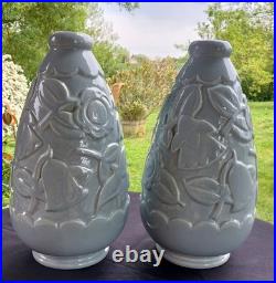 Paire Vases Saint Clément Art Déco 32 Cm
