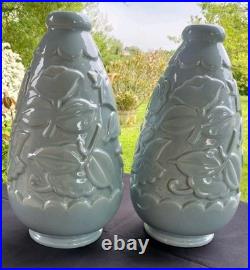 Paire Vases Saint Clément Art Déco 32 Cm