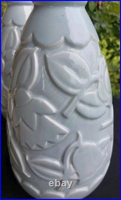Paire Vases Saint Clément Art Déco 32 Cm