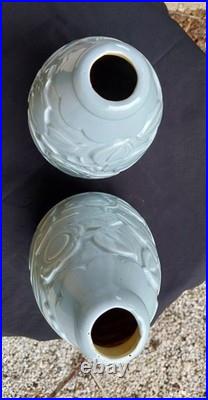 Paire Vases Saint Clément Art Déco 32 Cm