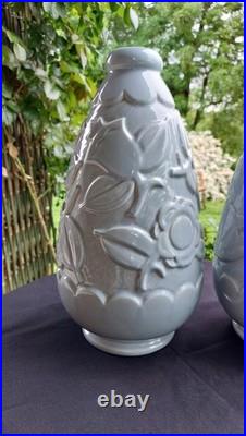 Paire Vases Saint Clément Art Déco 32 Cm