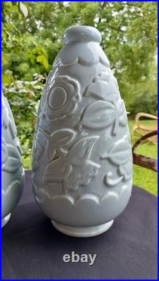 Paire Vases Saint Clément Art Déco 32 Cm