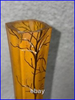 Paire de Vases Art Nouveau Émaillés Décor Forêt d'Hiver Legras
