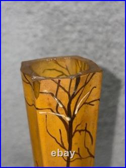 Paire de Vases Art Nouveau Émaillés Décor Forêt d'Hiver Legras