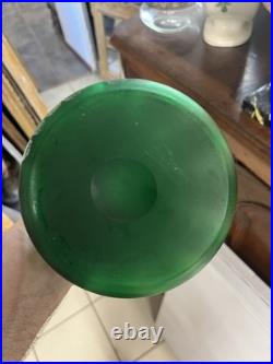 Paire de Vases Art Nouveau verre Vert émaillé Jonquilles LEGRAS