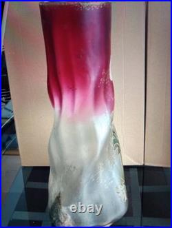 Paire de Vases Art Nouveau verre Vert émaillé Jonquilles LEGRAS