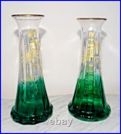 Paire de Vases Cristallerie Pantin Legras Marguerites Art Nouveau XXth