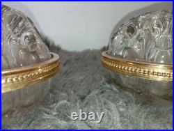 Paire de Vases Pique-Fleurs en Cristal de Baccarat & Or Fin