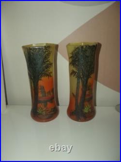 Paire de Vases décor naturaliste signé LEG (LEGRAS)