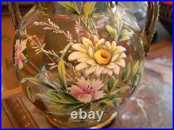 Paire de Vases émaillés Legras Décor Floral et Papillon
