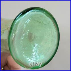 Paire de Vases en Verre Émaillé Fleurs Ombellifères Bords Godronés Art Nouveau