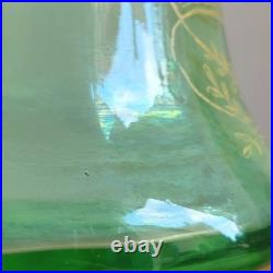 Paire de Vases en Verre Émaillé Fleurs Ombellifères Bords Godronés Art Nouveau