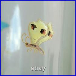 Paire de Vases en Verre Émaillé Fleurs Ombellifères Bords Godronés Art Nouveau