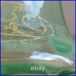 Paire de Vases en Verre Émaillé Fleurs Ombellifères Bords Godronés Art Nouveau