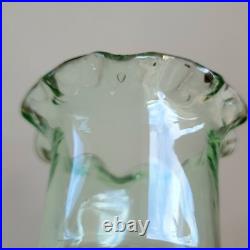 Paire de Vases en Verre Émaillé Fleurs Ombellifères Bords Godronés Art Nouveau