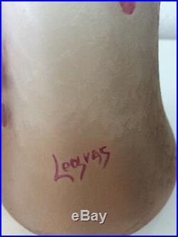Paire de Vases en pâte de verre dégagé à l'acide collection Rubis signé LEGRAS