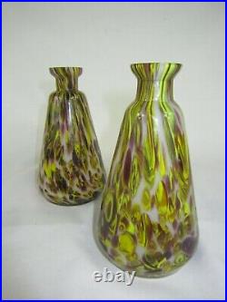 Paire de petit vase en verre Clichy Pantin Multicolores Art déco