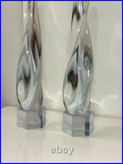 Paire de sculptures en verre signées Adam Jablonski art verrier polonais vinta