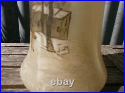 Paire de vase signé JEM, paysage enneigé (27,5cms)