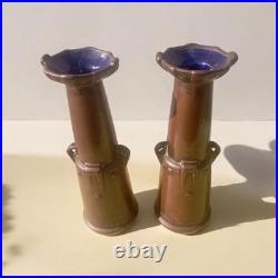 Paire de vases Art Déco signés Gustave De Bruyn La Louvière Céramique cuivre Paire de vases Art Déco signés Gustave De Bruyn La Louvière Céramique cuivre