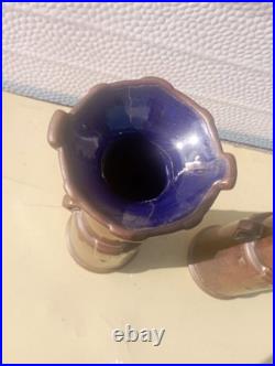 Paire de vases Art Déco signés Gustave De Bruyn La Louvière Céramique cuivre Paire de vases Art Déco signés Gustave De Bruyn La Louvière Céramique cuivre